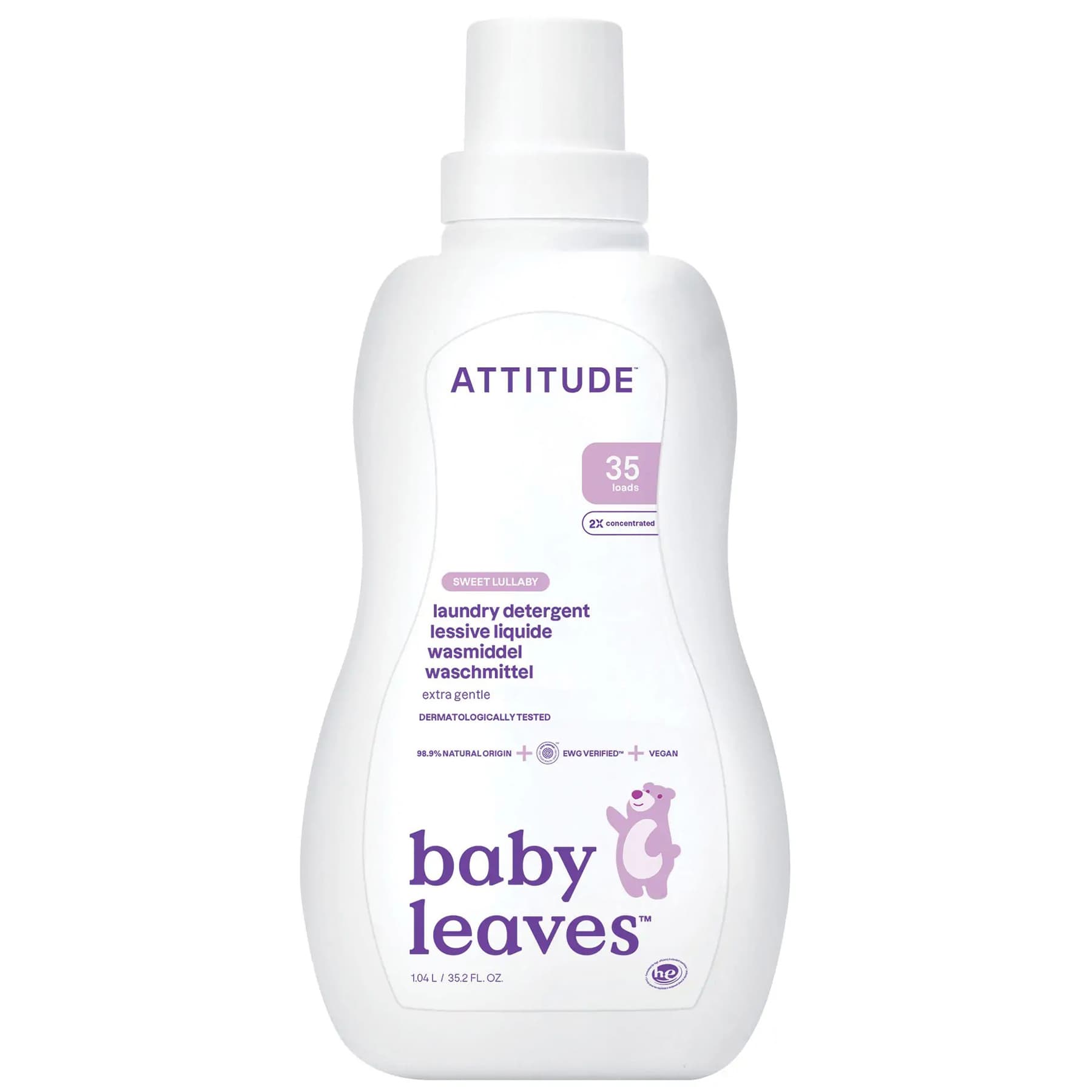 Рідкий засіб для прання дитячих речей "Солодка колискова" Attitude Baby Leaves Laundry Detergent Sweet Lullaby 1050 мл